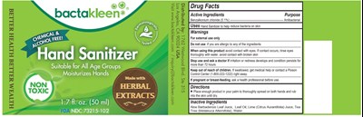 Bactakleen Hand Sanitizer (Bactakleen Hand Sanitizer (50ml) (package Label))